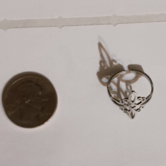 Silver Stainless Steel Witch Celtic Viking Cross Knot Adjustable Open Ring NWOT - Picture 11 of 15